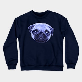 Pug Pop Art Blue Dog Monday Crewneck Sweatshirt